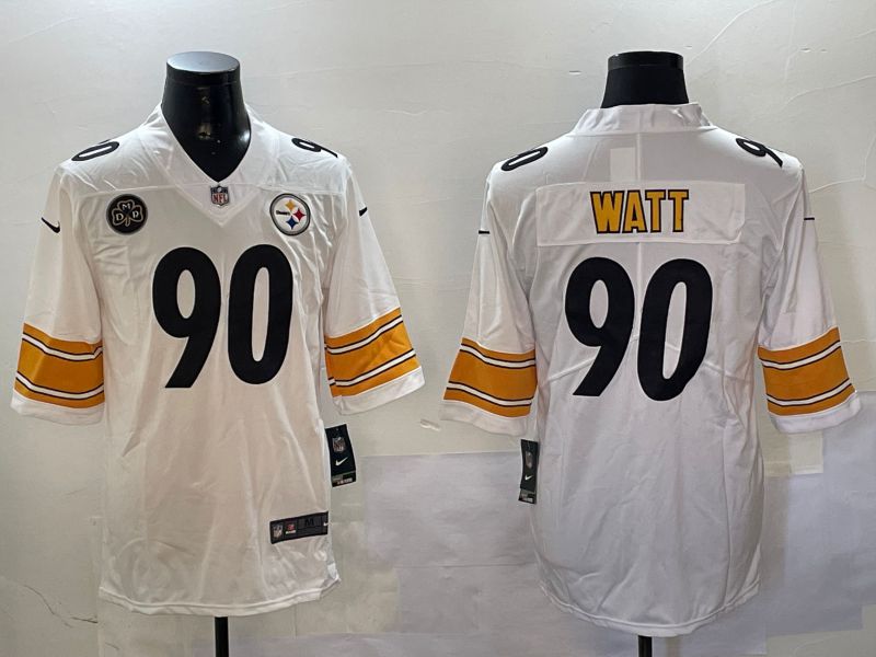 Men Pittsburgh Steelers #90 Watt White Second generation 2024 Nike Limited NFL Jersey style 01082->pittsburgh steelers->NFL Jersey
